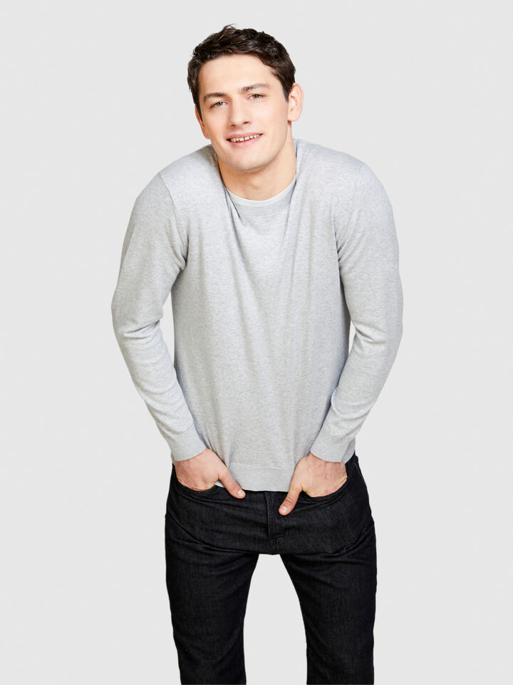 Slim fit sweater - men's crew neck sweaters - Light Gray | Sisley image number 4